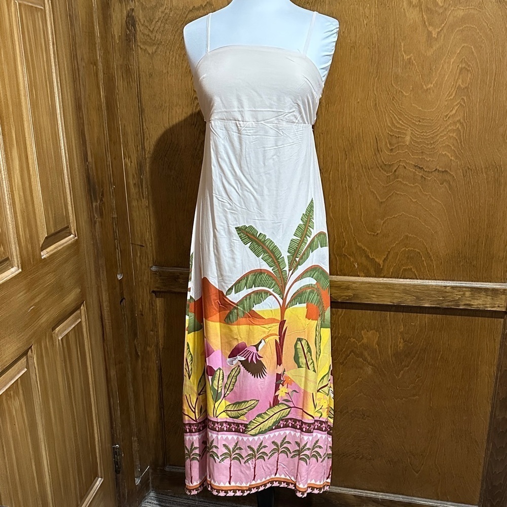Paper Heart Palm Landscape Tie Back Dress Size L – NWT